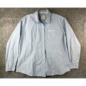 Panhandle Rough Stock Women’s Long Sleeve Button Up Shirt 2XL Blue 100% Cotton